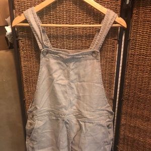 Linen taupe overall dress